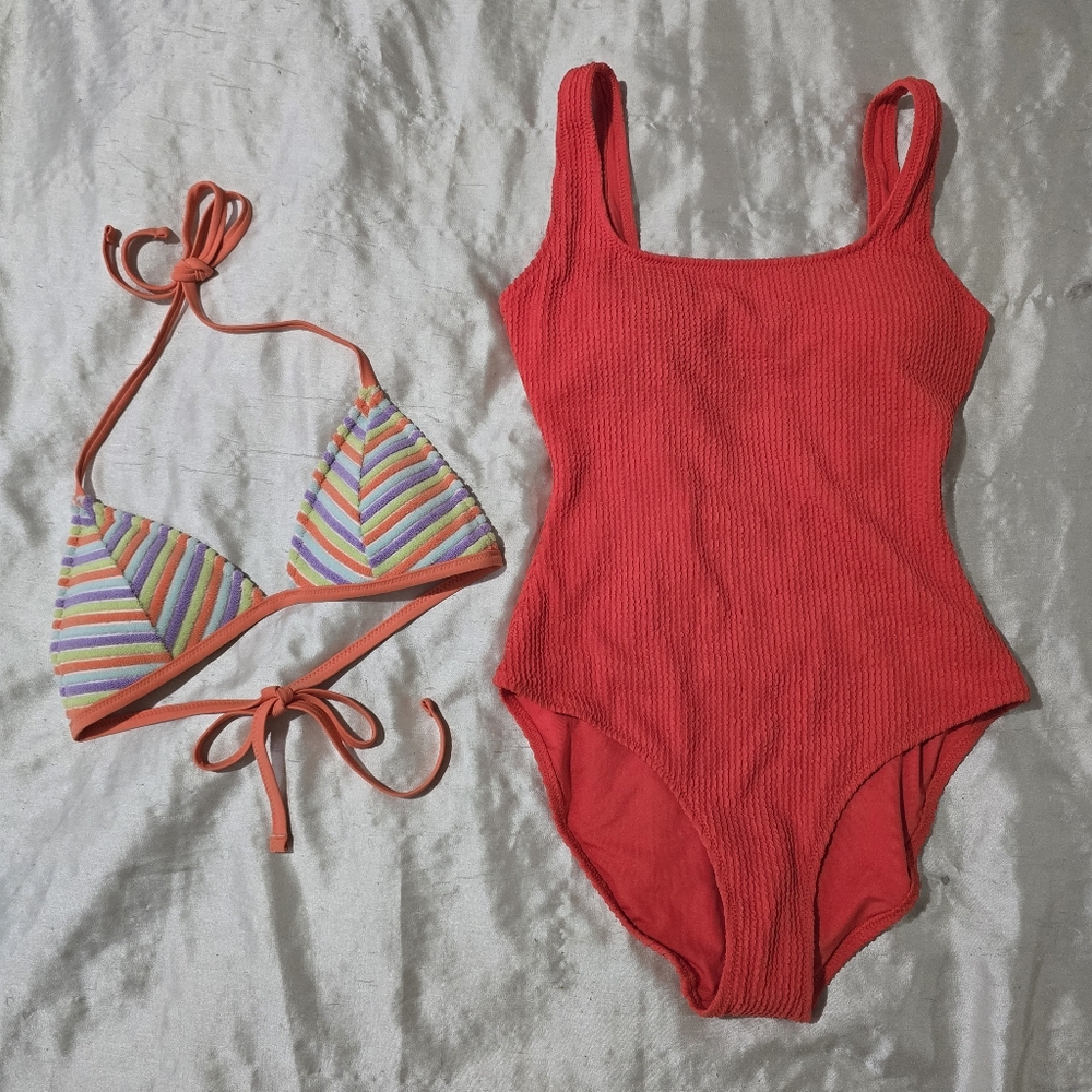 NWT Lot Of Aerie Swimwear One Piece Swimsuit & Triangle Bikini Top Size Small
